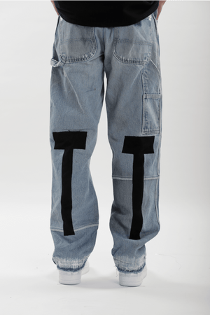 Earthtone Blue Upcycled Denims - dawntown