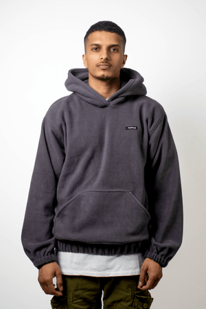 Dark Grey Polar Fleece Hoodie - dawntown