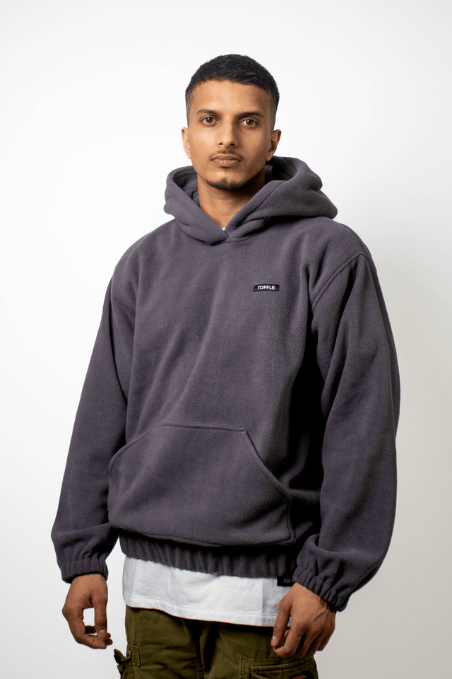 Dark Grey Polar Fleece Hoodie - dawntown