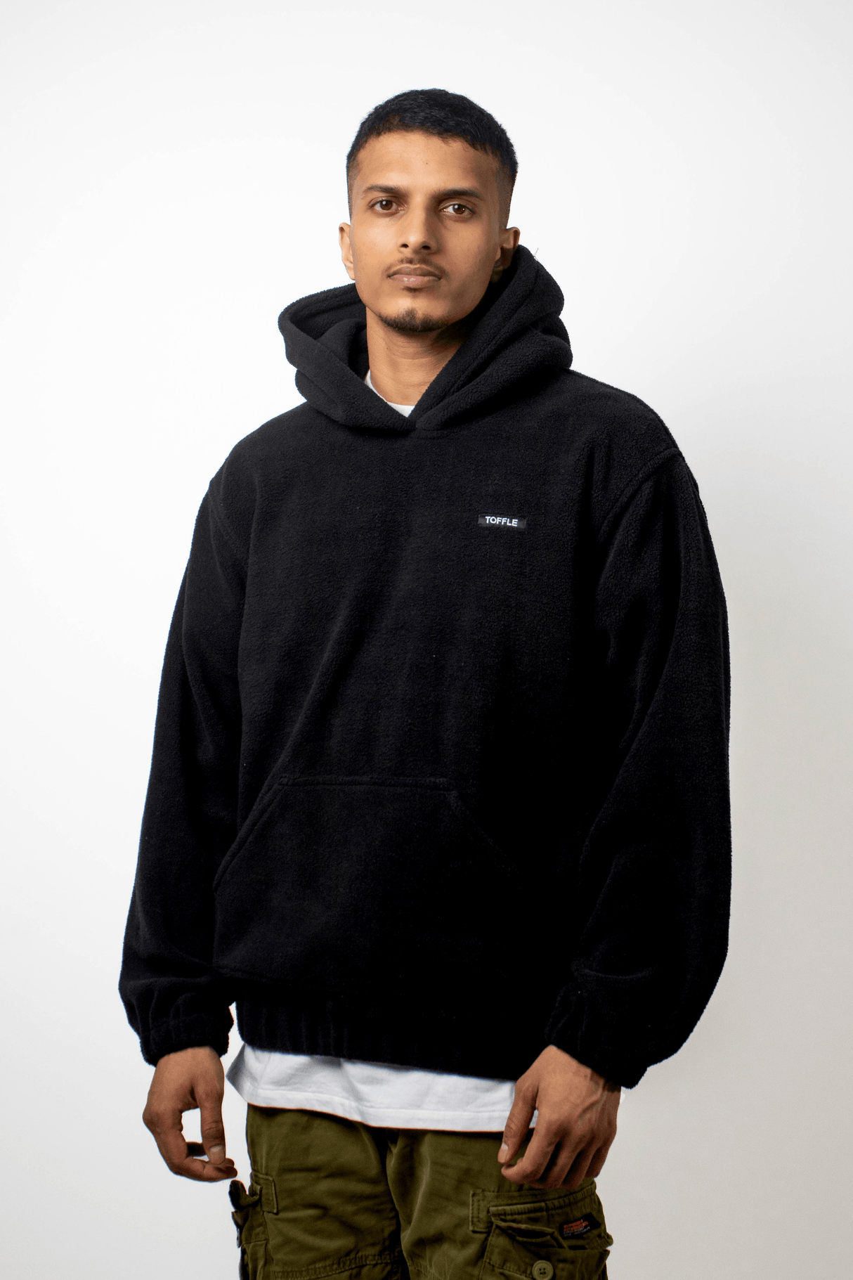 Black Polar Fleece Hoodie - dawntown