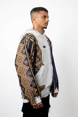 White Artistic Stitched Hoodie - dawntown