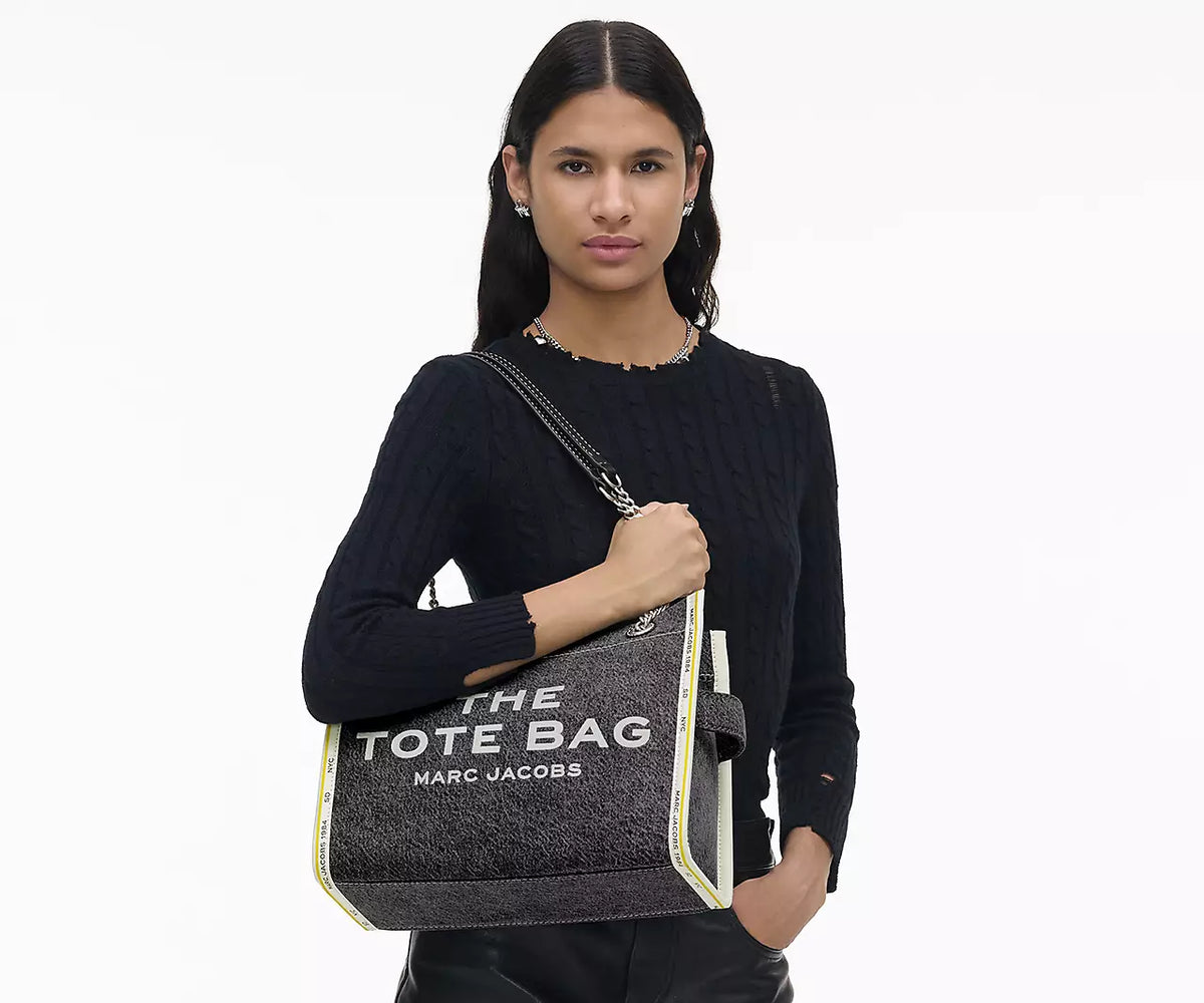 Marc Jacobs The Denim Chain Medium Tote Bag 'Black Wash'