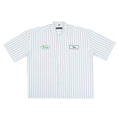 THE MECHANIC SHIRT in deep red stripes