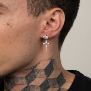 Clustered Studded Cross Earring