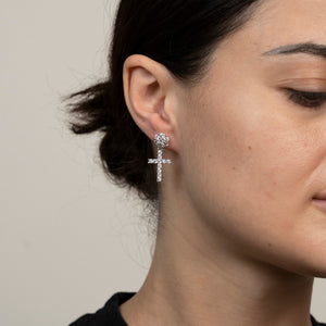 Clustered Studded Cross Earring