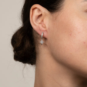 Pave Star Earring in White Gold