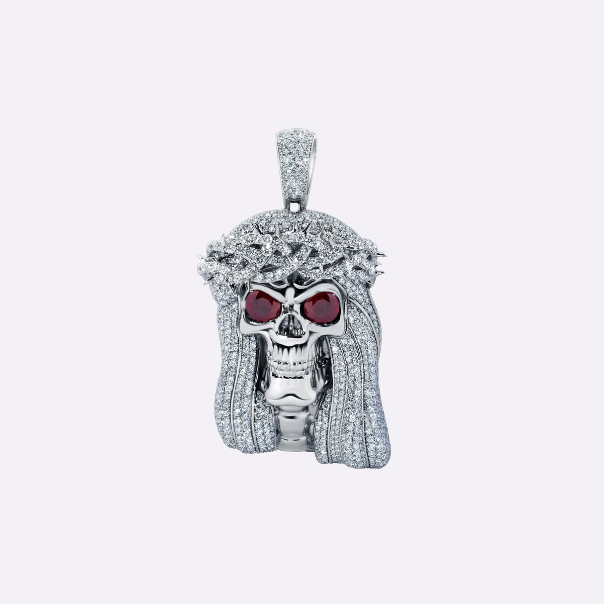 Skull Jesus Pendant In White Gold