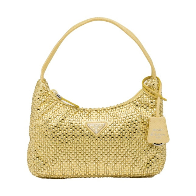 Prada Satin Mini-Bag With Artificial Crystals Pineapple Yellow
