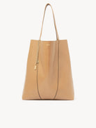 CHLOE Large Chloé Spin tote bag in grained leather Milky Brown