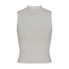 Skims Cotton Jersey Mock Neck Tank Light Heather Grey
