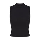 Skims Cotton Jersey Mock Neck Tank Soot