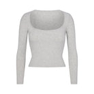 Skims Cotton Jersey Scoop Neck Long Sleeve Light Heather Grey