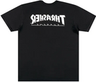 Black streetwear t-shirt with large white THRASHER SUPREME logo on the back