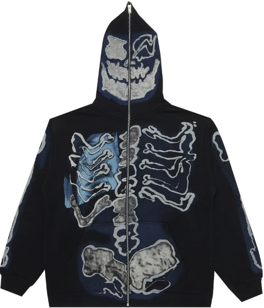 Cactus Jack by Travis Scott For Fragment Skeleton Graffiti Full Zip Hoodie "Black"