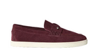 Maroon loafer shoe on a light gray background