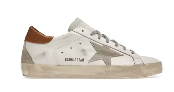 Golden Goose Super-Star White Vacchetta Tan Grey Suede Patch sneaker