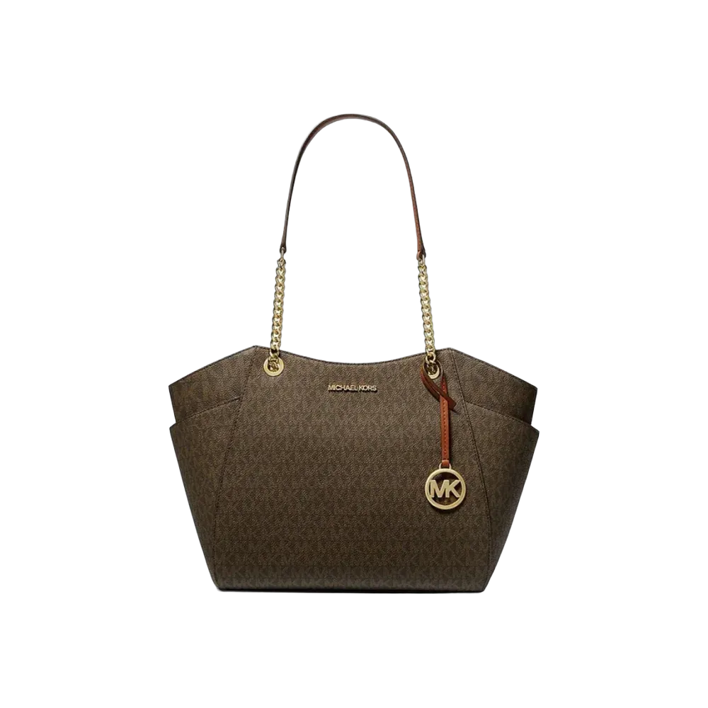 Michael Kors Jet Set Large Signature Logo Shoulder Bag Brown