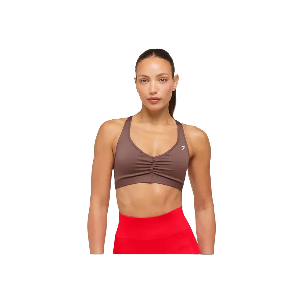 Gymshark Ruched Sports Bra 2.0 - Medium Support Espresso Brown