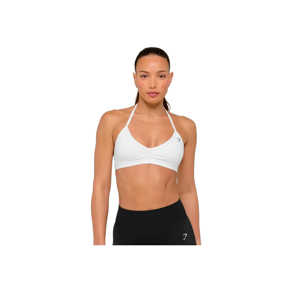 Gymshark Minimal Halterneck Sports Bra - Light Support White