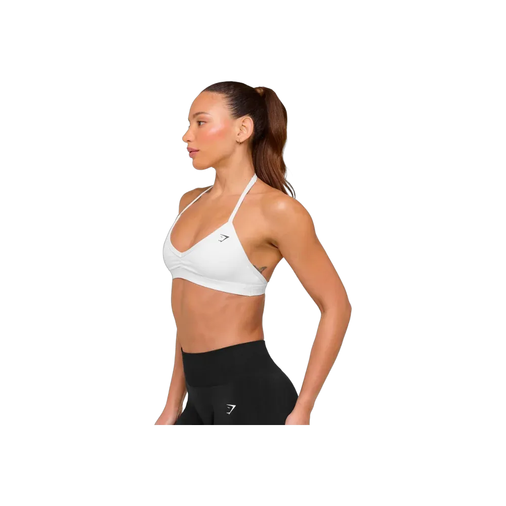 Gymshark Minimal Halterneck Sports Bra - Light Support White