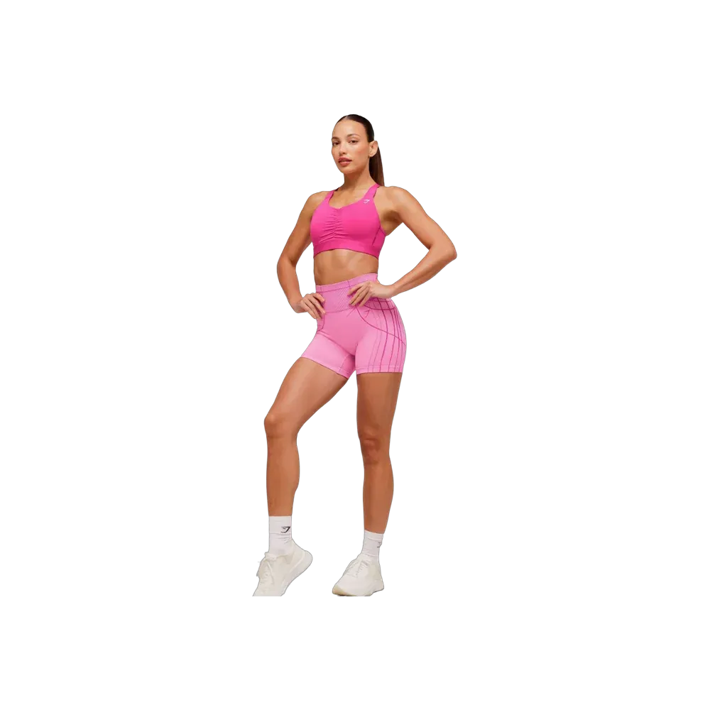 Gymshark High Support Ruched Sports Bra Super-Set Pink