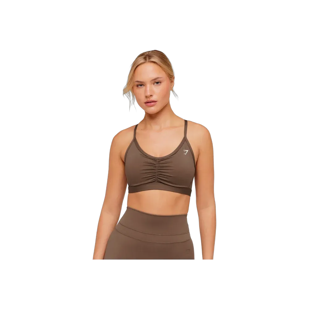 Gymshark Medium Support Ruched Sports Bra Soft Brown