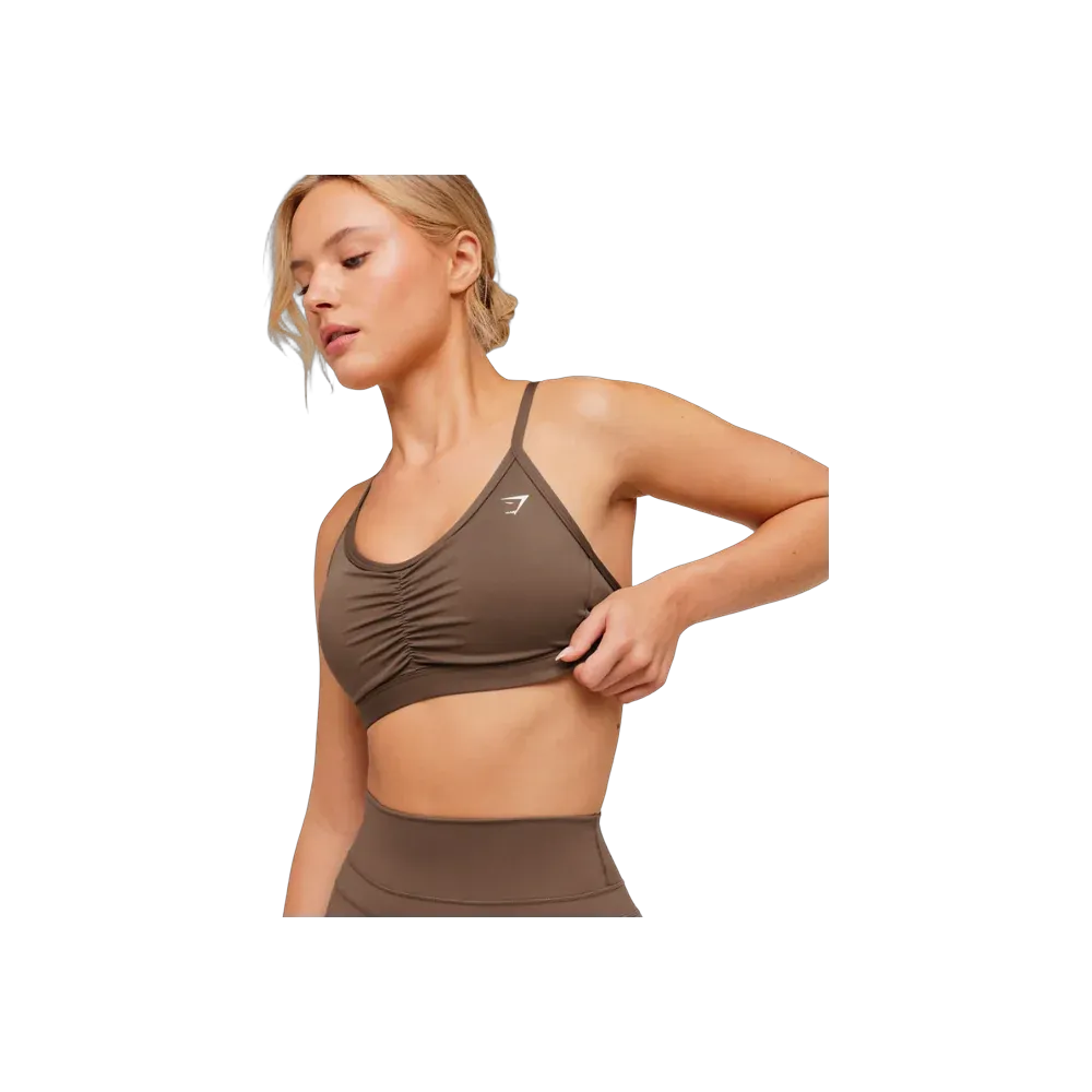 Gymshark Medium Support Ruched Sports Bra Soft Brown