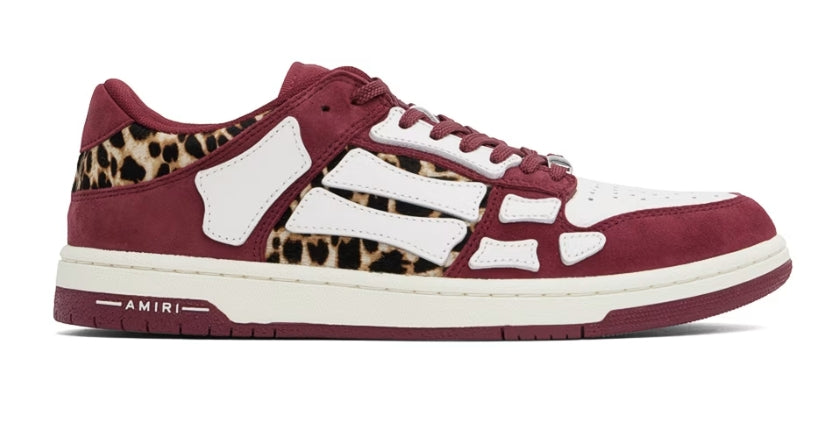 Amiri burgandy leopard skel top sneakers