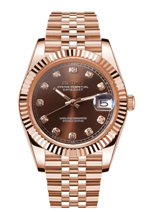 Seiko Mod Datejust Chocolate Rose Gold