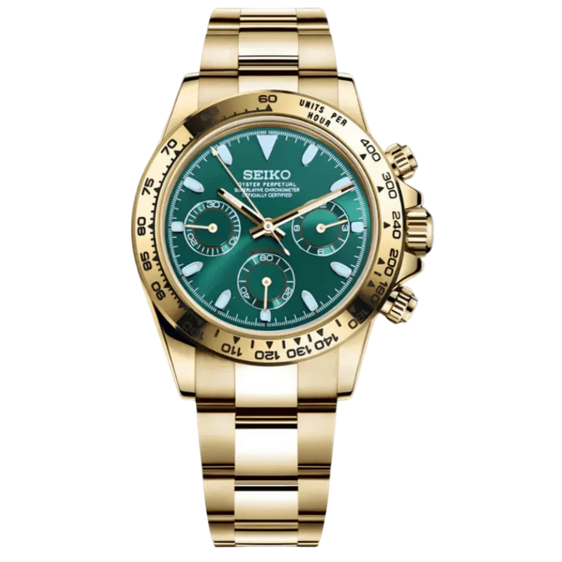 Seiko Mod Daytona Gold Green Dial