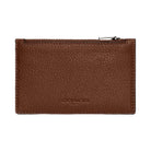 Coach Zip Card Case Pebbled Leather-Gunmetal-Saddle