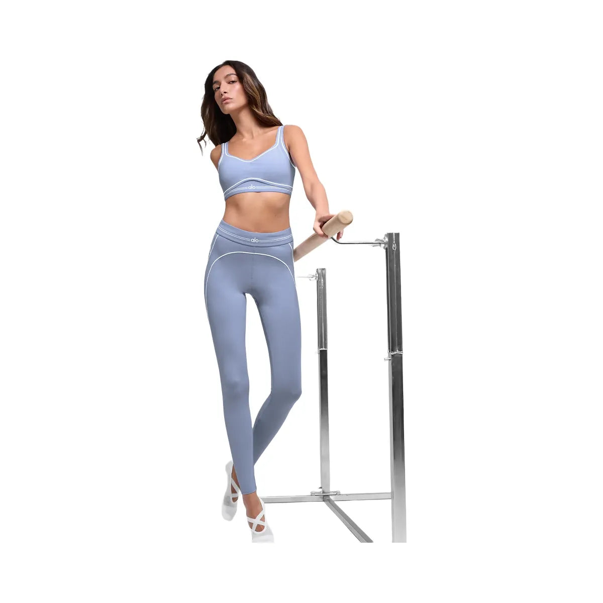 Alo Women's Airbrush High-Waist Heart Throb Legging - Winter Frost/White