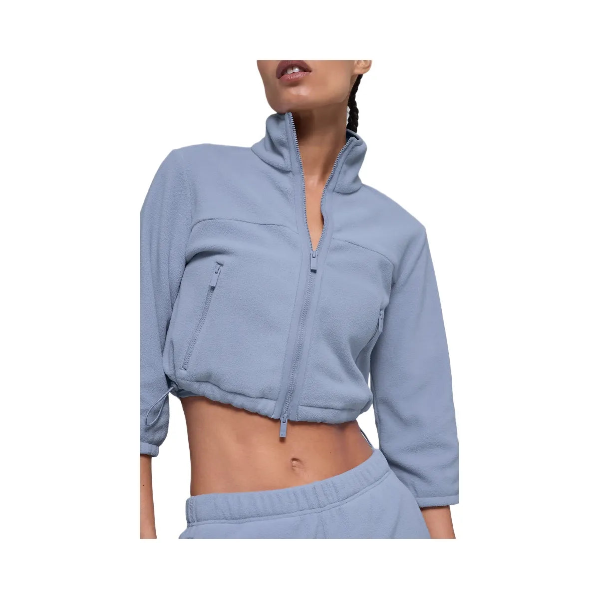 Alo Women's Polar Fleece Retreat Cropped Jacket - Winter Frost