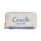 Coach Long Zip Around Wallet In Signature Canvas With Coach Graphic Sv-Chalk-Bluebell