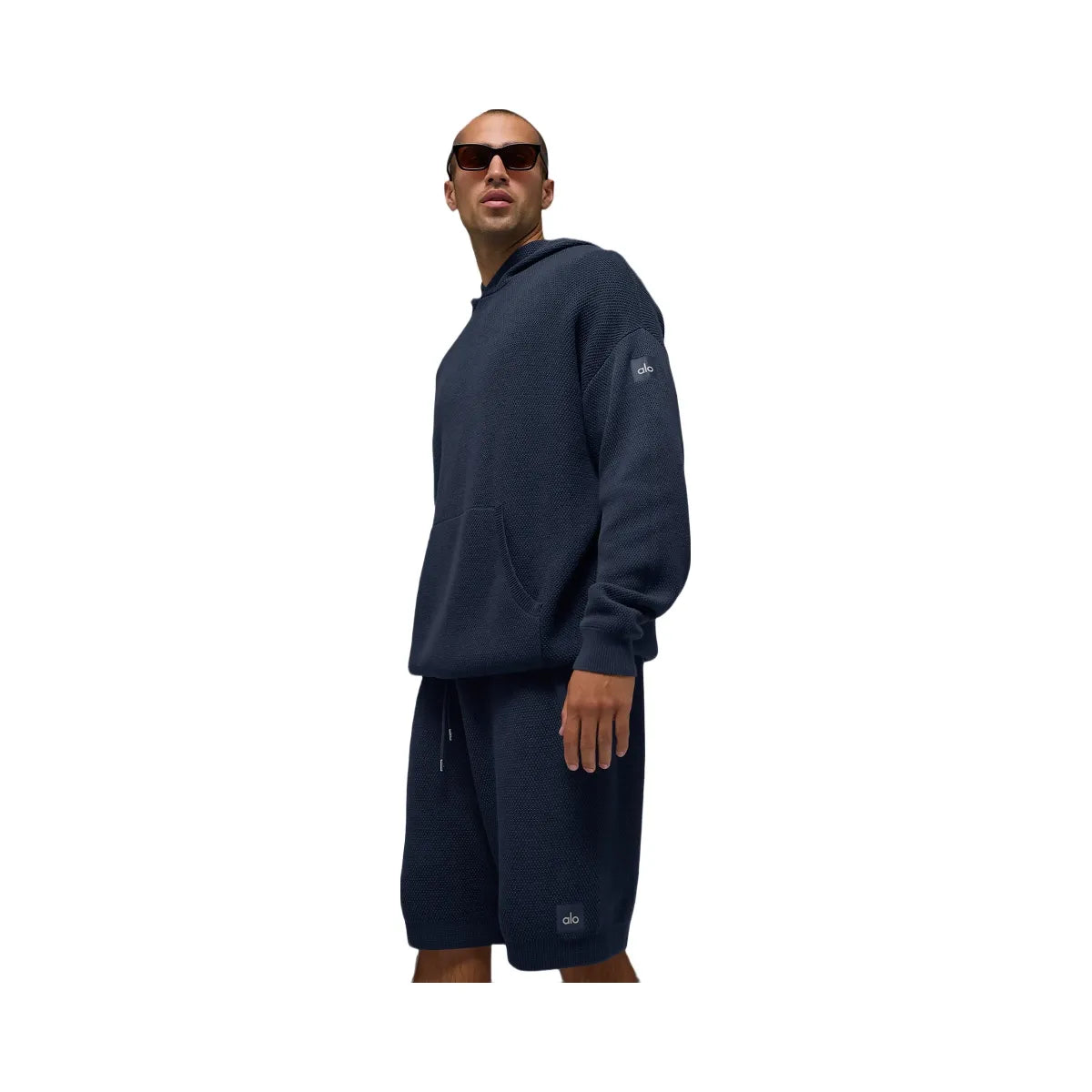 Alo Men's Sports Club Sweater Knit Hoodie - Navy