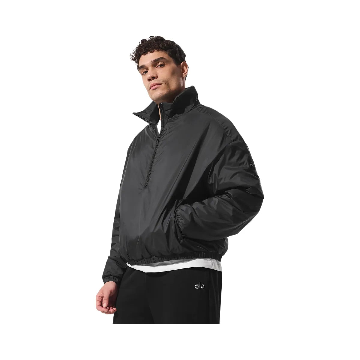 Alo Men's Latitude Light Weight 1/2 Zip Pullover Jacket - Black