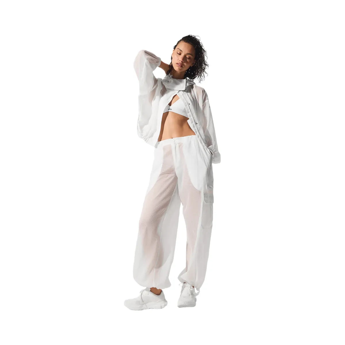 Alo Women's Sheer Game Time Wide Leg Jogger - White
