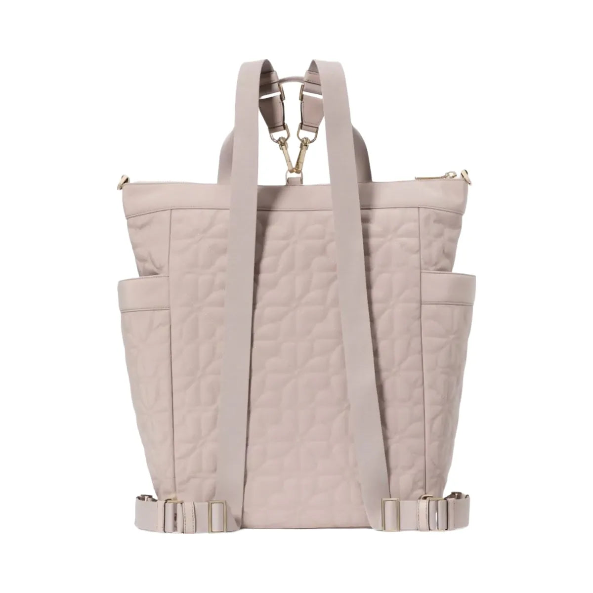 Kate Spade Flower Quilted Fabric Convertible Backpack Cozy Grey