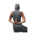 Alo Women's Seamless Two Tone Rib Hooded Vest - Dark Misty Grey Heather