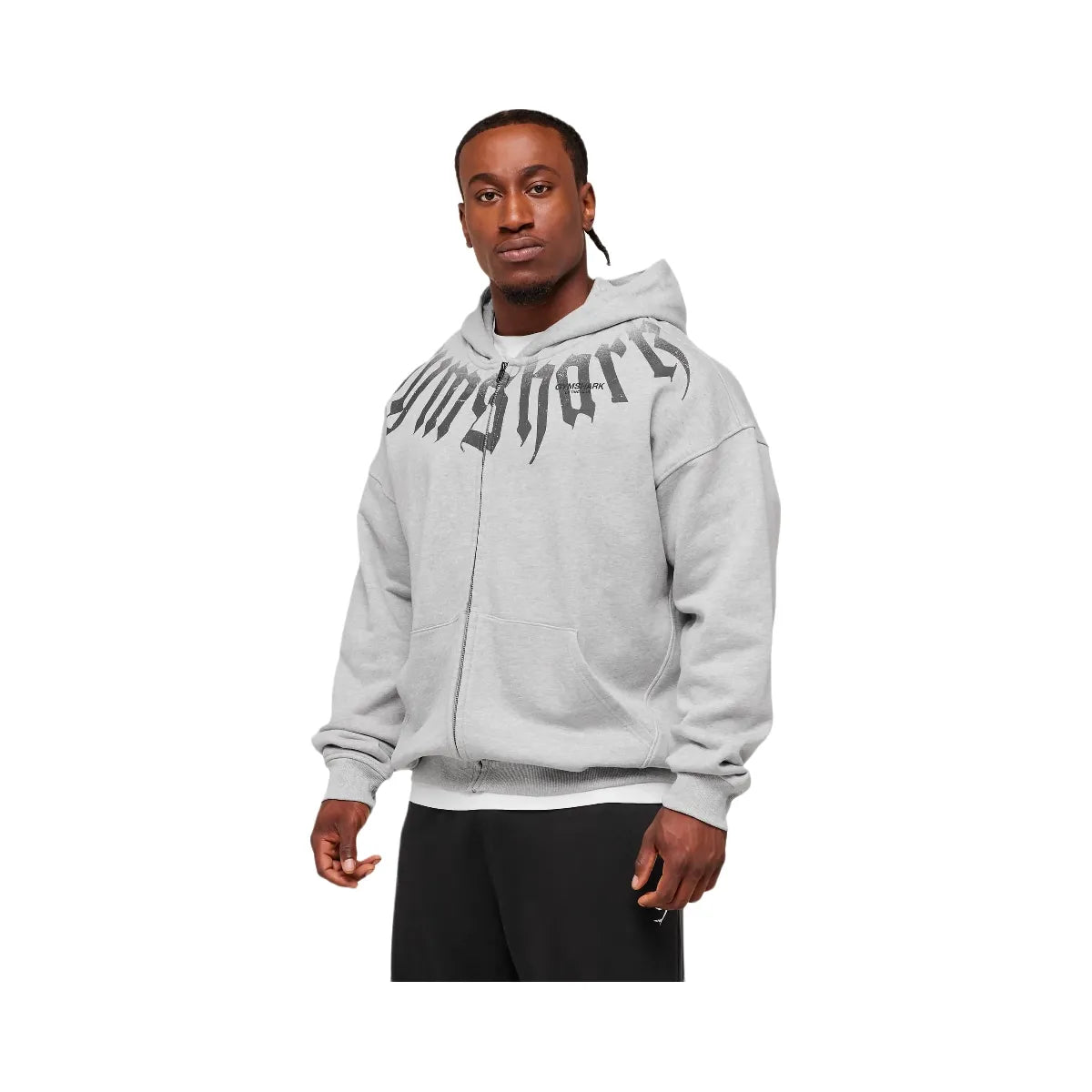Gymshark Fade Graphic Zip Up Hoodie - Light Grey Core Marl