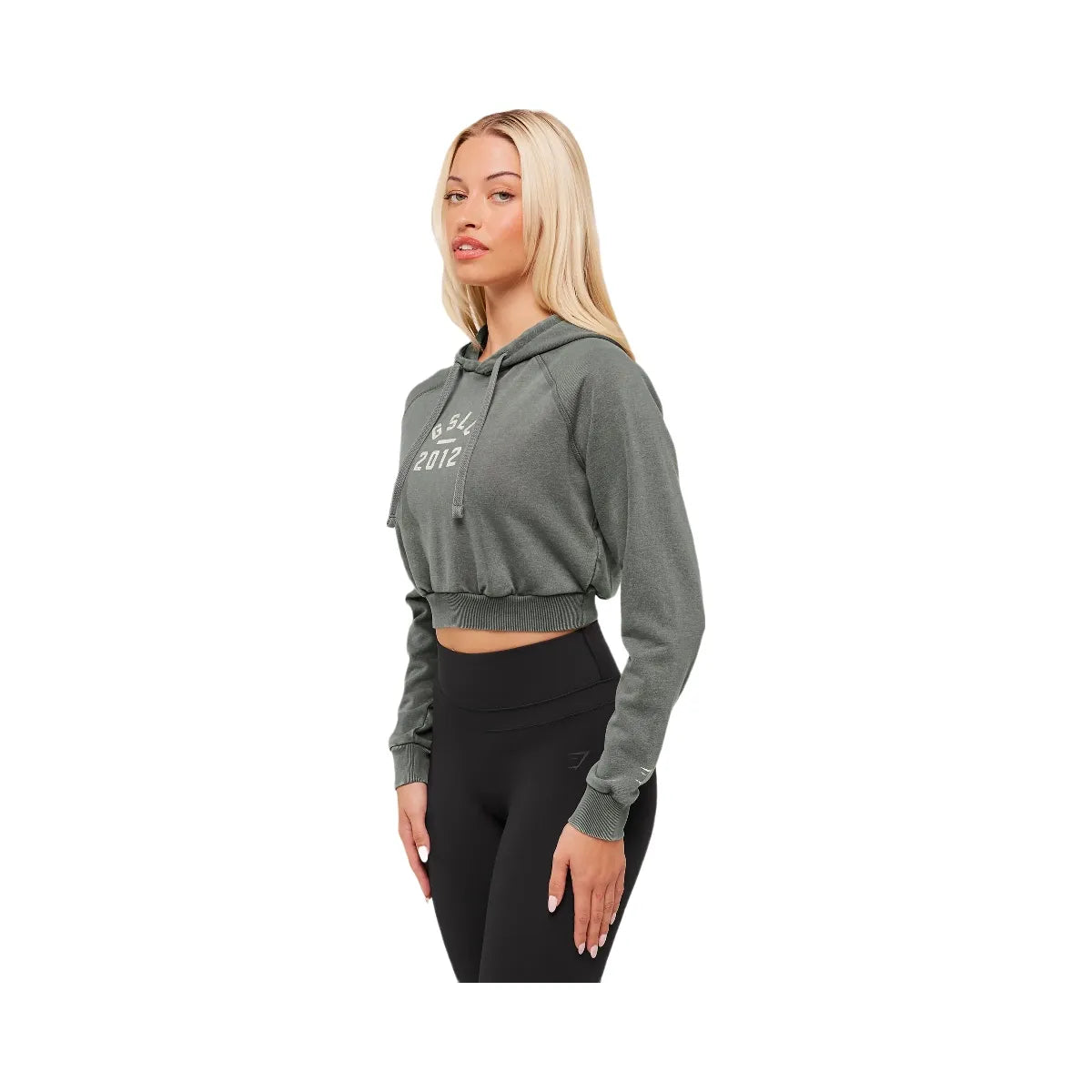 Gymshark Lifting Club 2012 Graphic Cropped Hoodie - Slate Teal/Wash