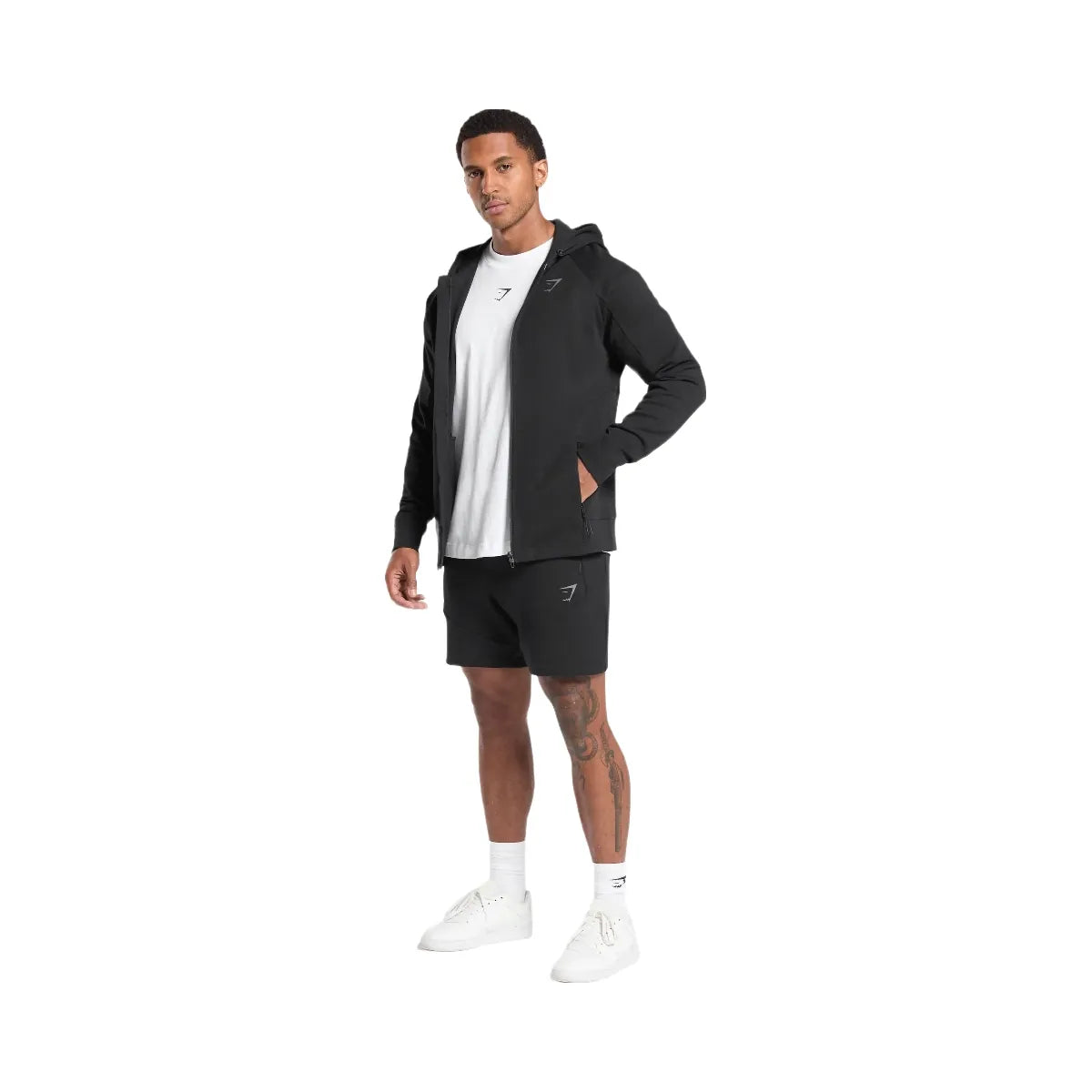 Gymshark Interlock Tech Zip Up Hoodie - Black