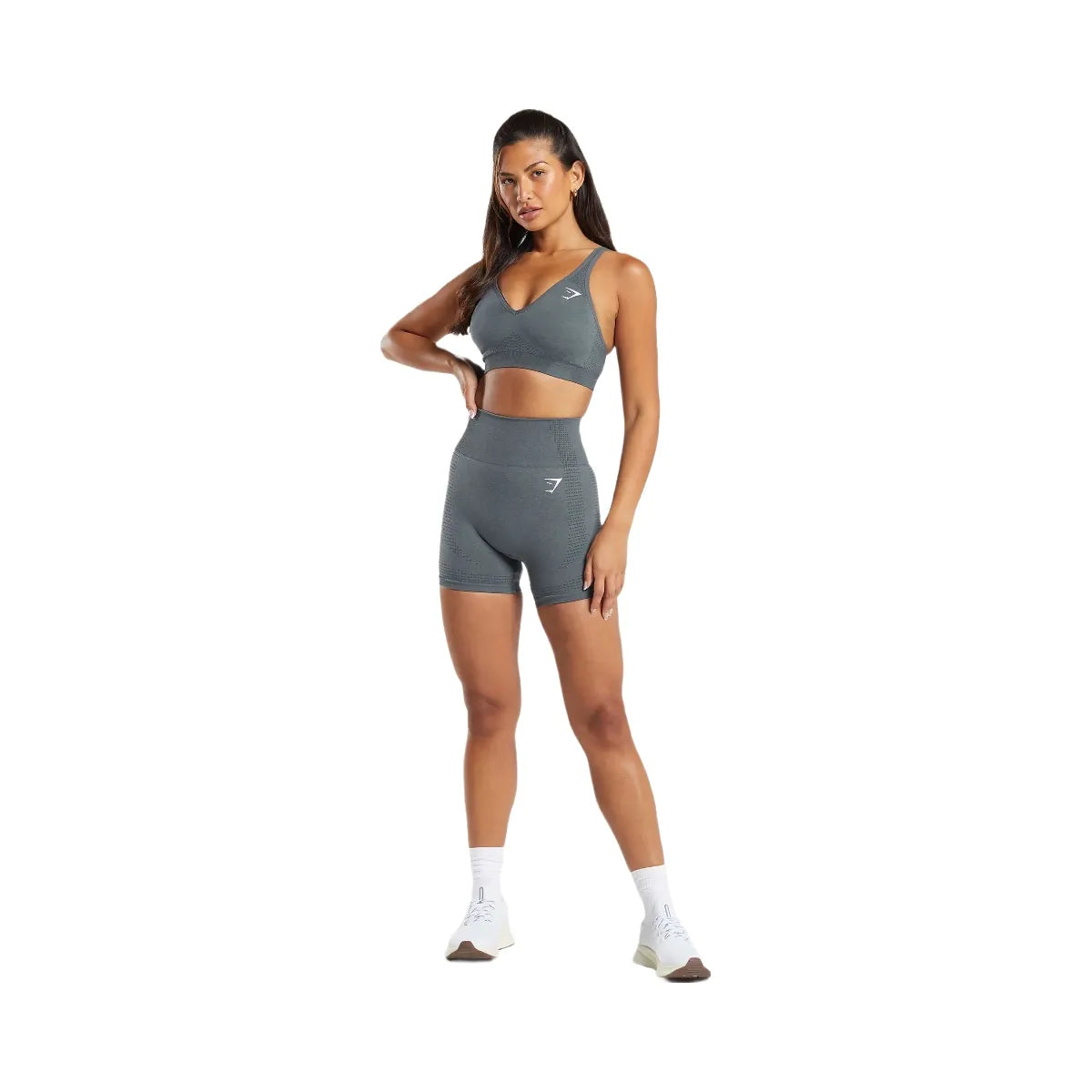 Gymshark Vital V Neck Sports Bra - Strong Grey Marl