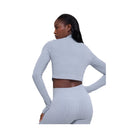 Alo Women's Seamless Two Tone Rib Jacket - Winter Frost Heather