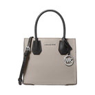 Michael Kors Mercer Medium Pebbled Leather Crossbody Bag Pearl Grey-Black