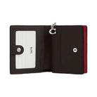 Coach Snap Wallet Pebbled Leather-Silver-Dark Cardinal