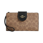 Coach Phone Wallet In Signature Canvas Signature Canvas-Gold-Tan-Black