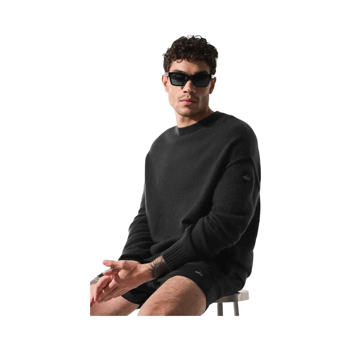 Alo Men's Unisex Wool Cashmere New Class Crewneck Sweater - Black