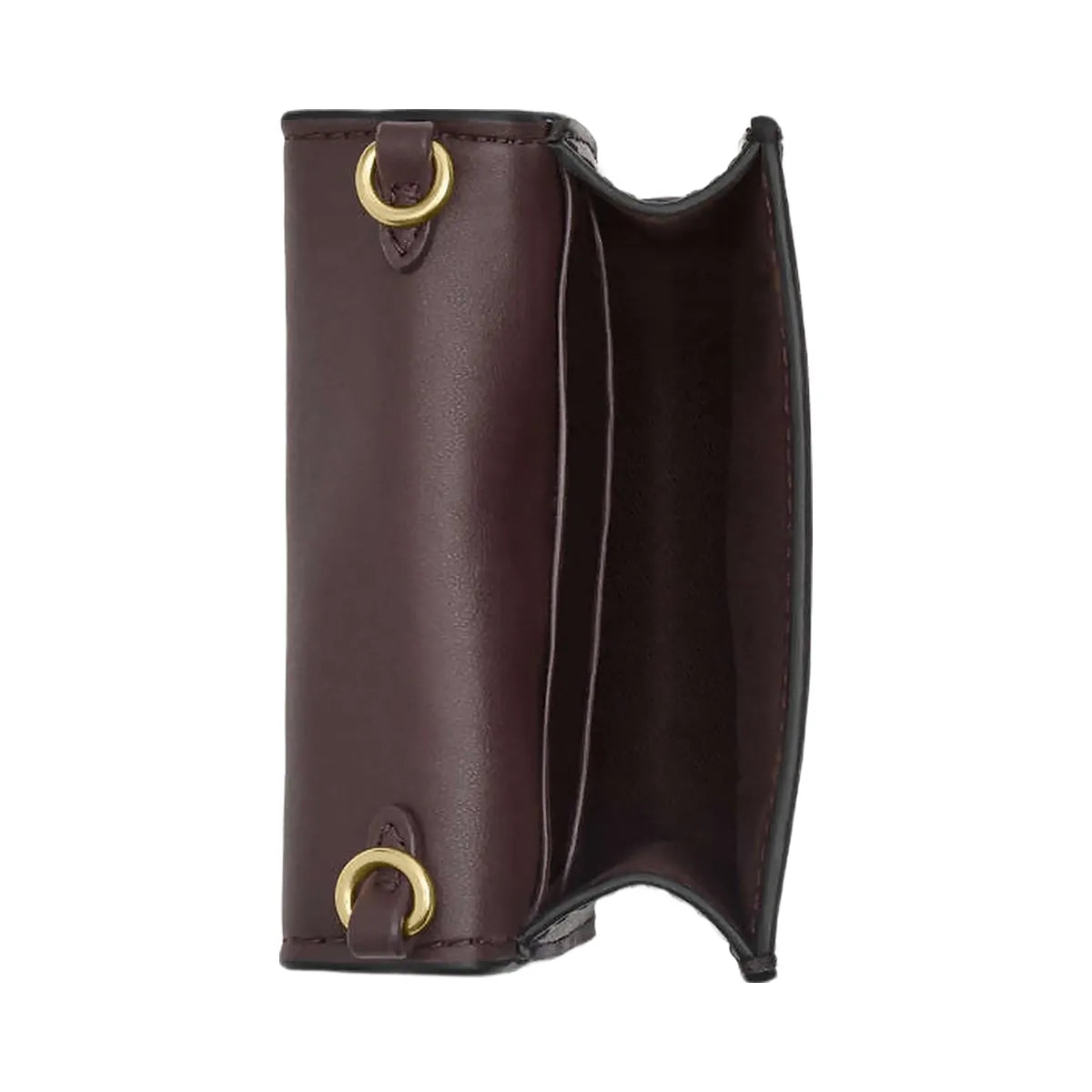 Coach Mini Wallet On A Chain In Signature Canvas Signature Canvas-Gold-Walnut-Black