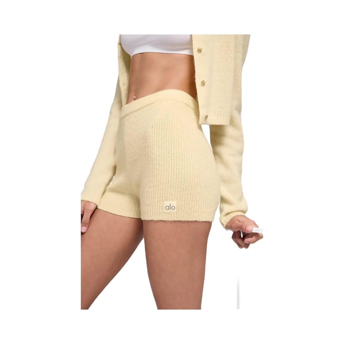 Alo Women's Wool Cashmere Ribbed Noble Short - Candlelight Yellow